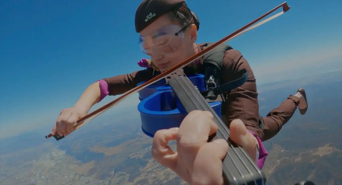 Still from Mission: Impossible Skydiving Orchestra for Etihad Airways